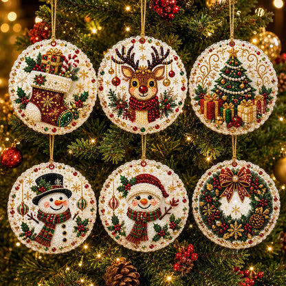 🔥Only Two-Pack for $19.98 Last Day Promotion!🎄Christmas DIY Diamond Painting Ornaments Kit (6 PCS)🎅