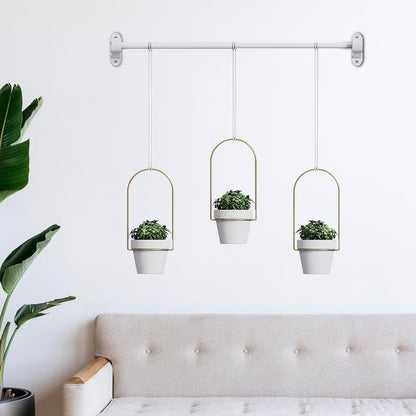 🌿Adjustable Hanging Window Planter Set – Metal Rod Plant Hanger with 3 Pots for Indoor & Outdoor Green Display