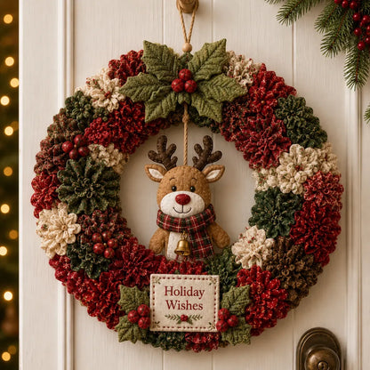 🎄 LAST DAY 50% OFF ✨ Make A Christmas Wreath You'll Be Proud To Display ❤️ 3D Fabric Poke DIY Kit With Tutorial & Guide Included