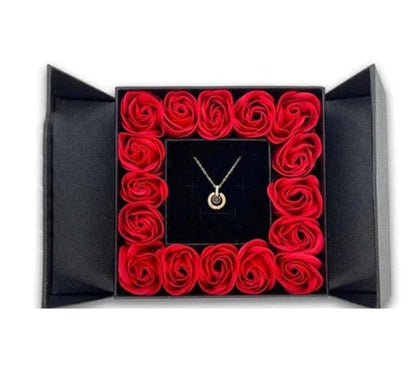Valentine's day promotion💞 "I Love You" Roses Bloom Necklace in 100 Languages Gift Set