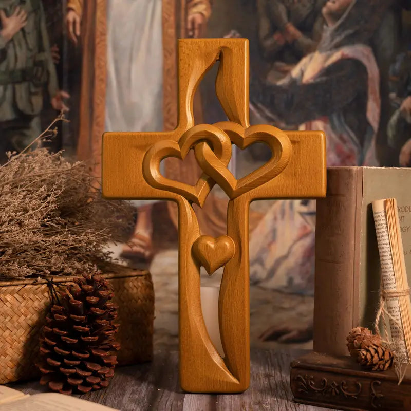 💕Factory Outlet Sale- SAVE 49%OFF🔥Intertwined Hearts Wooden Cross