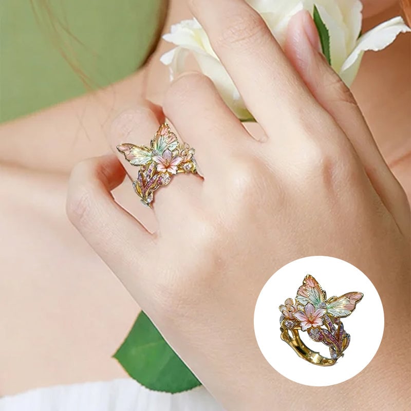 (🔥HOT SALE NOW 49% OFF) - Butterfly Flower Ring