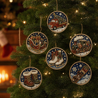 🔥Only Two-Pack for $19.98 Last Day Promotion!🎄Christmas DIY Diamond Painting Ornaments Kit (6 PCS)🎅