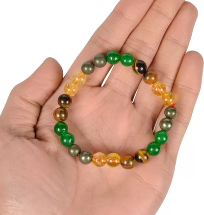 Money Magnet Bracelet for Wealth & Success – Citrine, Hematite, Tiger Eye Crystal Healing Bracelet