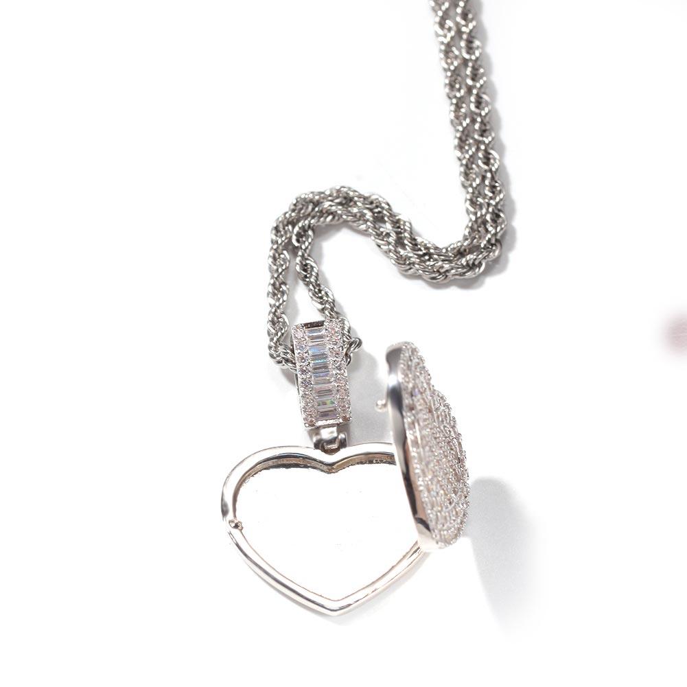 Iced Heart Photo Lockets Memory Pendant