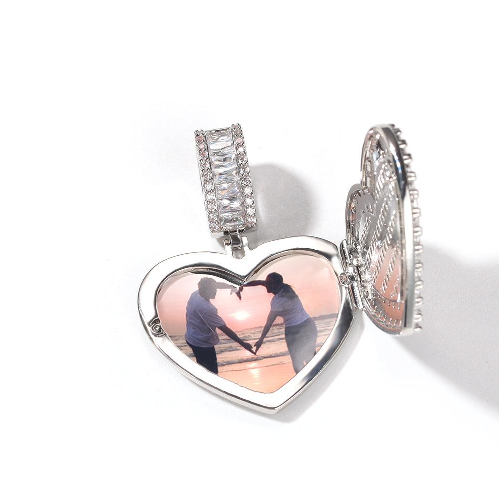 Iced Heart Photo Lockets Memory Pendant