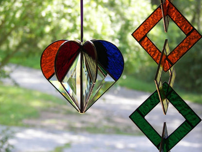 Stained Glass Rainbow Heart, Stained glass heart, Rainbow Heart,Rainbow suncatcher, Heart Suncatcher