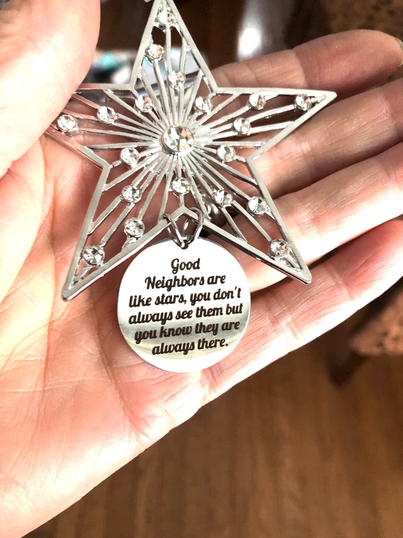 Crystal Star Neighbor Ornament: Silver Plated Thank You Gift