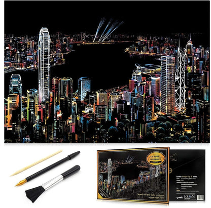 Scratch Painting kits, Craft Art Set, Rainbow Art Painting Paper for Kids Adults