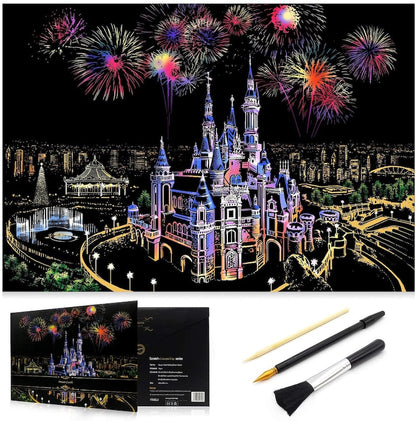 Scratch Painting kits, Craft Art Set, Rainbow Art Painting Paper for Kids Adults