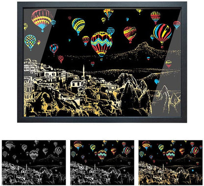 Scratch Painting kits, Craft Art Set, Rainbow Art Painting Paper for Kids Adults