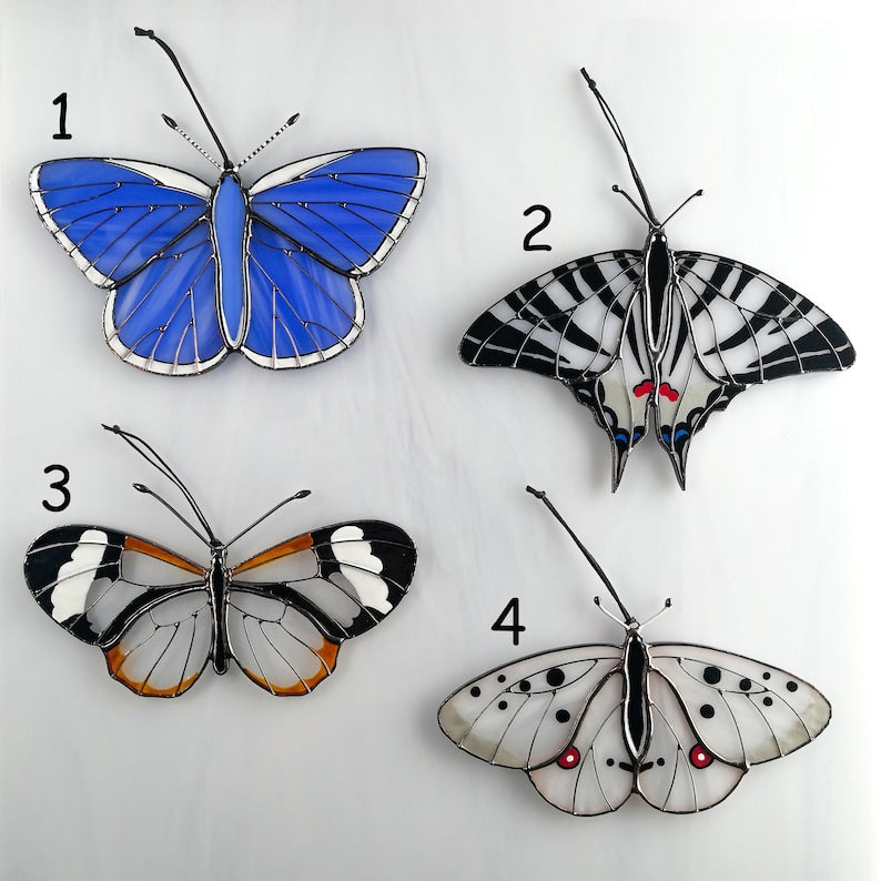 Peleides blue morpho butterfly suncatcher, stained glass window hangings, unique Mother's Day gift, gift for mom, handmade home decor