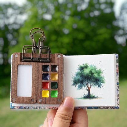 Travel Watercolor Set, Aquarelle Paint Set, Mini Watercolor Sketchbook, Watercolor Brush, Pocket Watercolor Set