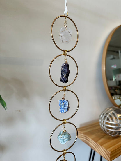 7 Chakra Crystal Hanging, Christmas Gift, Boho Home Decor, Seven Chakra Suncatcher, Meditation Wall Hanging, Natural Gemstones