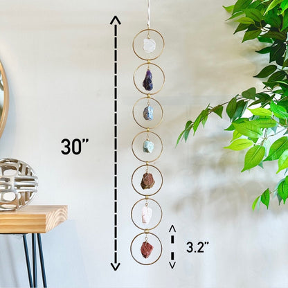 7 Chakra Crystal Hanging, Christmas Gift, Boho Home Decor, Seven Chakra Suncatcher, Meditation Wall Hanging, Natural Gemstones