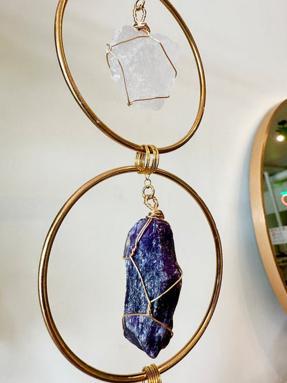 7 Chakra Crystal Hanging, Christmas Gift, Boho Home Decor, Seven Chakra Suncatcher, Meditation Wall Hanging, Natural Gemstones