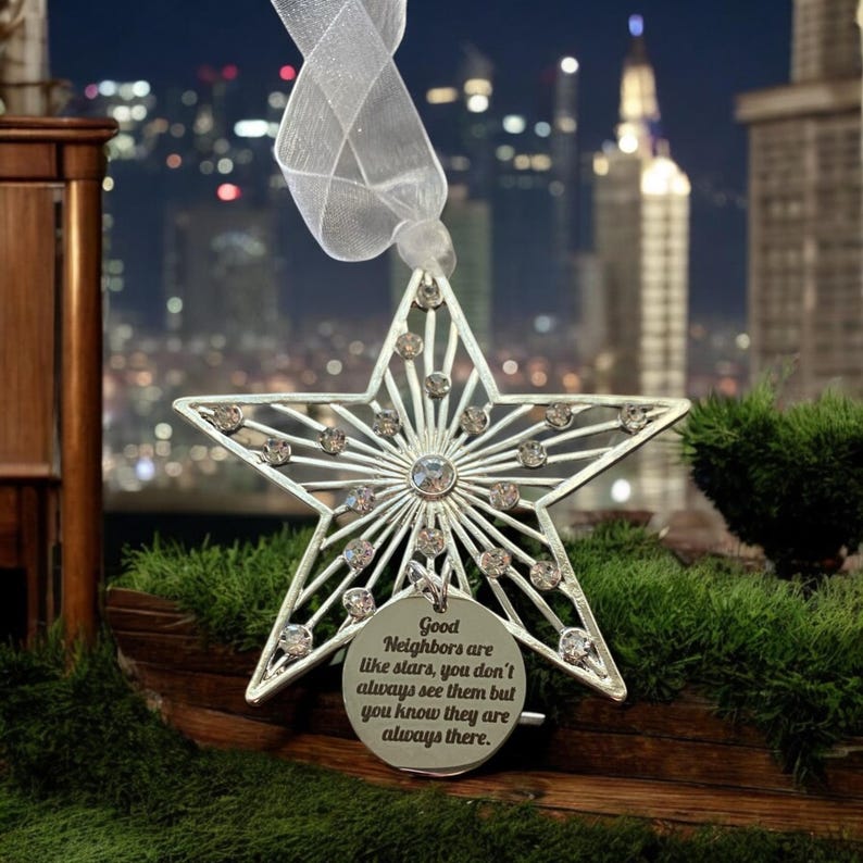 Crystal Star Neighbor Ornament: Silver Plated Thank You Gift