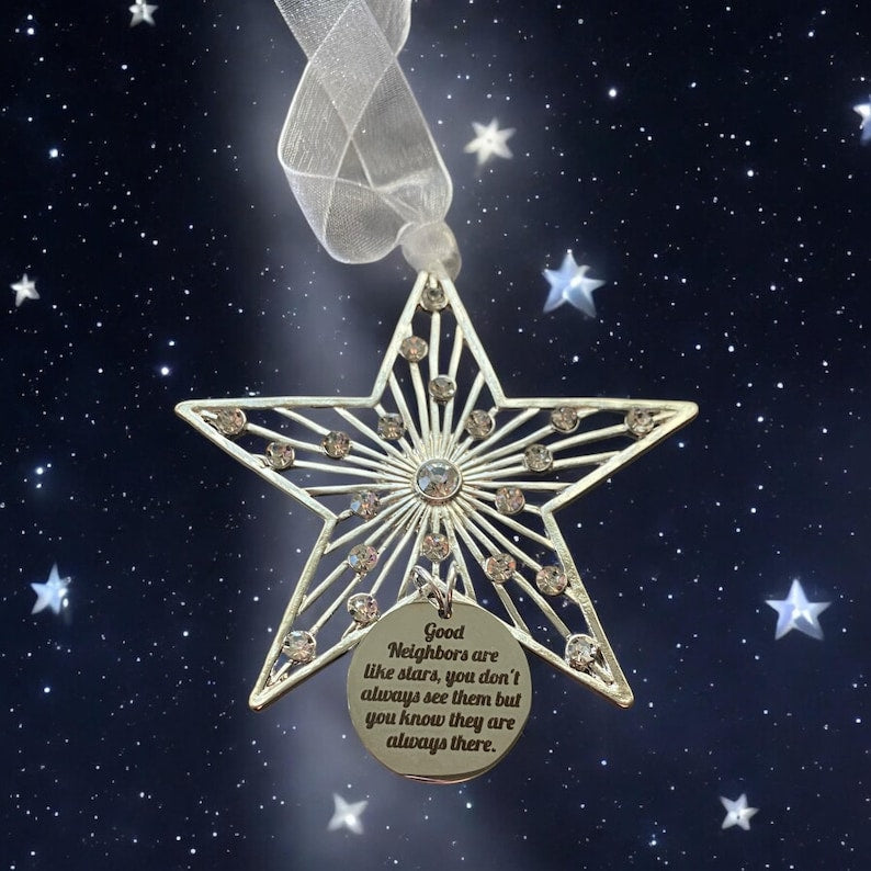Crystal Star Neighbor Ornament: Silver Plated Thank You Gift