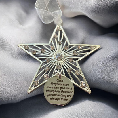 Crystal Star Neighbor Ornament: Silver Plated Thank You Gift