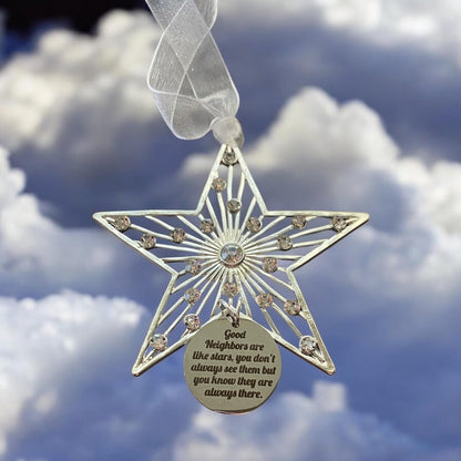 Crystal Star Neighbor Ornament: Silver Plated Thank You Gift
