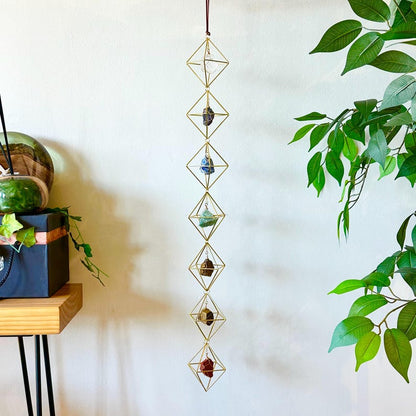 7 Chakra Crystal Hanging, Christmas Gift, Boho Home Decor, Seven Chakra Suncatcher, Meditation Wall Hanging, Natural Gemstones