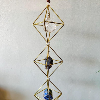 7 Chakra Crystal Hanging, Christmas Gift, Boho Home Decor, Seven Chakra Suncatcher, Meditation Wall Hanging, Natural Gemstones