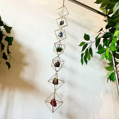 7 Chakra Crystal Hanging, Christmas Gift, Boho Home Decor, Seven Chakra Suncatcher, Meditation Wall Hanging, Natural Gemstones