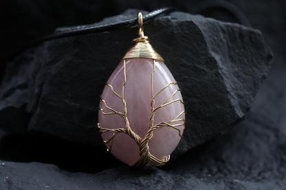 Seven Chakra Healing Gemstones, Copper Wired Crystal Pendant, Daily Spiritual Healing Jewelry for Life Fulfilment Meditation