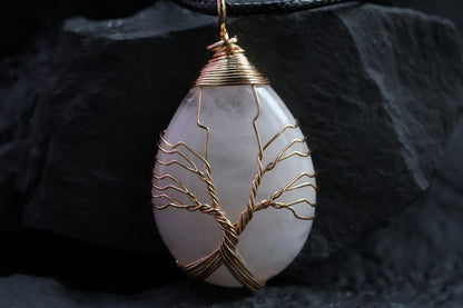 Seven Chakra Healing Gemstones, Copper Wired Crystal Pendant, Daily Spiritual Healing Jewelry for Life Fulfilment Meditation