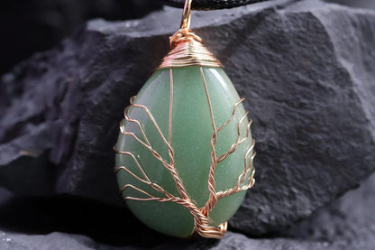 Seven Chakra Healing Gemstones, Copper Wired Crystal Pendant, Daily Spiritual Healing Jewelry for Life Fulfilment Meditation