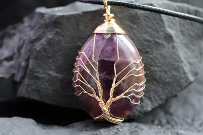 Seven Chakra Healing Gemstones, Copper Wired Crystal Pendant, Daily Spiritual Healing Jewelry for Life Fulfilment Meditation