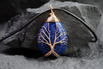 Seven Chakra Healing Gemstones, Copper Wired Crystal Pendant, Daily Spiritual Healing Jewelry for Life Fulfilment Meditation