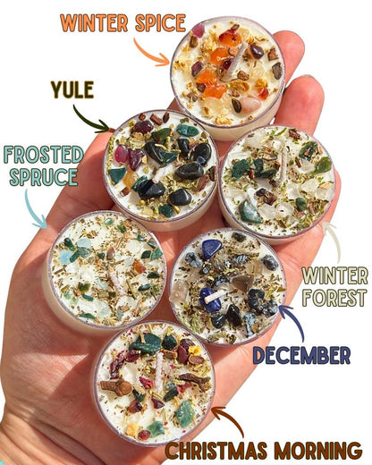 Handmade Tealight Crystal Candles set- Soy Holiday Candles