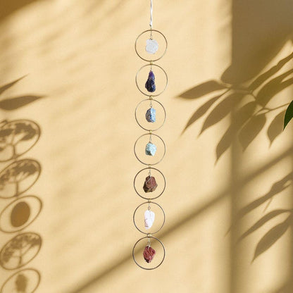 7 Chakra Crystal Hanging, Christmas Gift, Boho Home Decor, Seven Chakra Suncatcher, Meditation Wall Hanging, Natural Gemstones
