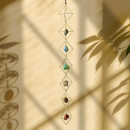 7 Chakra Crystal Hanging, Christmas Gift, Boho Home Decor, Seven Chakra Suncatcher, Meditation Wall Hanging, Natural Gemstones