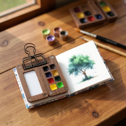 Travel Watercolor Set, Aquarelle Paint Set, Mini Watercolor Sketchbook, Watercolor Brush, Pocket Watercolor Set