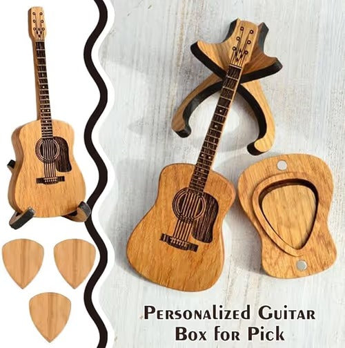 🎁Mini Cute Edition Wooden Guitar Plectrum Case🎸