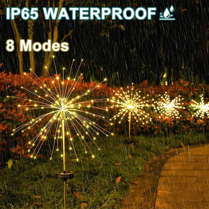 8-Mode LED Solar Firework Garden Lights - 90 LED, Flexible Copper Wire, IP65 Waterproof