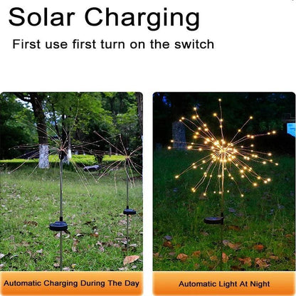 8-Mode LED Solar Firework Garden Lights - 90 LED, Flexible Copper Wire, IP65 Waterproof