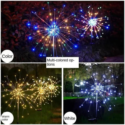 8-Mode LED Solar Firework Garden Lights - 90 LED, Flexible Copper Wire, IP65 Waterproof