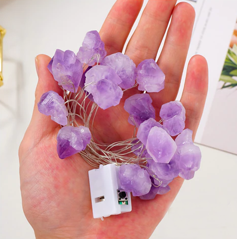 Crystal Fairy Lights – Natural Gemstone LED String Lights for Magical Home Décor