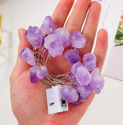 Crystal Fairy Lights – Natural Gemstone LED String Lights for Magical Home Décor