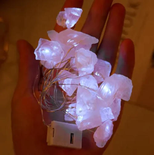 Crystal Fairy Lights – Natural Gemstone LED String Lights for Magical Home Décor