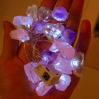 Crystal Fairy Lights – Natural Gemstone LED String Lights for Magical Home Décor