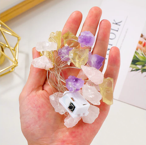 Crystal Fairy Lights – Natural Gemstone LED String Lights for Magical Home Décor