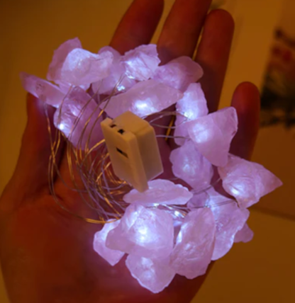 Crystal Fairy Lights – Natural Gemstone LED String Lights for Magical Home Décor