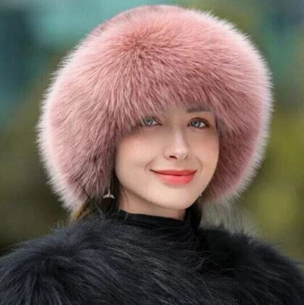 Women's Faux Fur Fashion Hat for Winter, Russian Style Warm Cap Hat Faux Fur