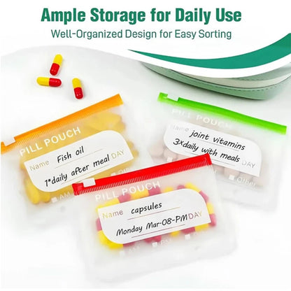 Waterproof Pill Pouch Set, A8 Waterproof Pill Pouch with 14 Color-Coded Bags AU