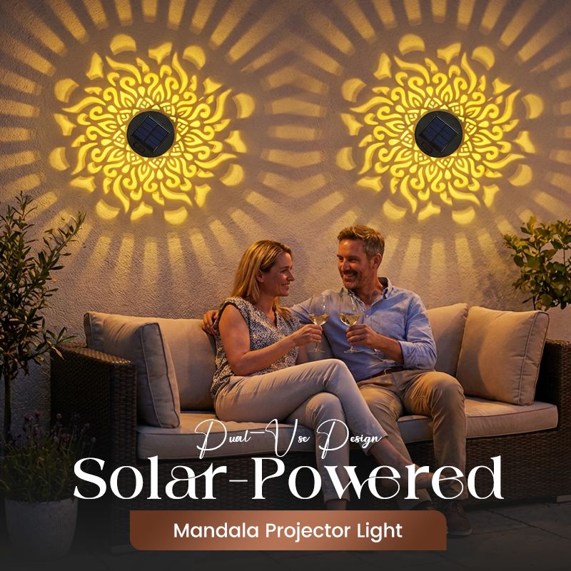 🌞 Buy 1 Get 1 FREE! Solar Mandala Wall Light – Outdoor Garden Projector Lamp for Patio & Fence ✨