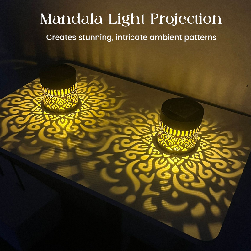 🌞 Buy 1 Get 1 FREE! Solar Mandala Wall Light – Outdoor Garden Projector Lamp for Patio & Fence ✨